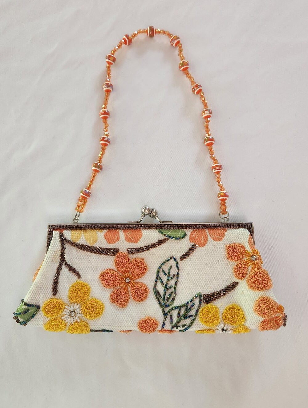 Floral Beaded Shoulder Bag Clutch *flaws*